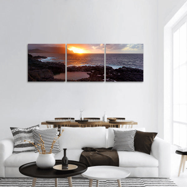 The pools are sinkholes surrounded by lava rock Hawaii panoramic canvas wall art
