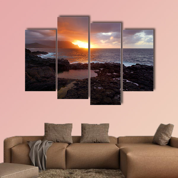 Queen's Bath on sunset on the island of Kauai, Multi panel canvas wall art