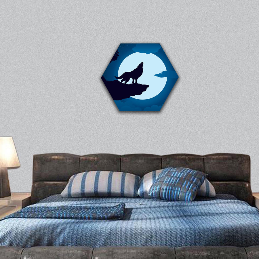 Howling Wolf hexagonal canvas wall art