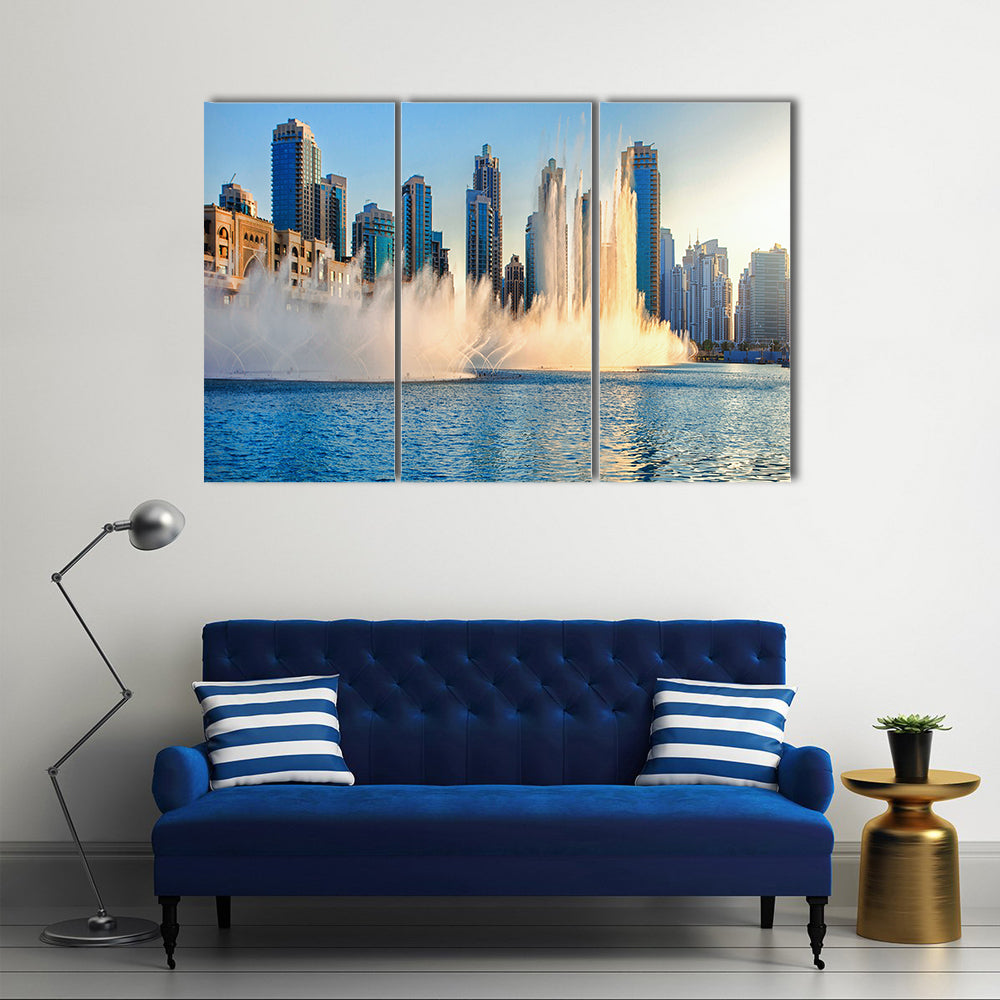 Dancing Fountains of Burj Khalifa Dubai, UAE Multi panel canvas wall art