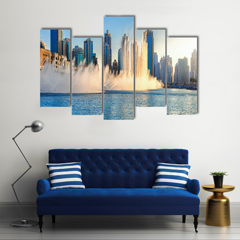 Dancing Fountains of Burj Khalifa Dubai, UAE Multi panel canvas wall art