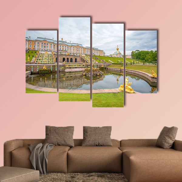 Panoramic view of The Grand Cascade fountain and Grand Palace wall art