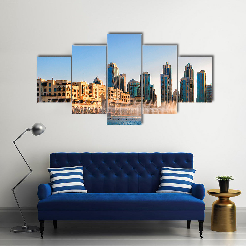 Dancing Fountains of Burj Khalifa Dubai, UAE Multi panel canvas wall art