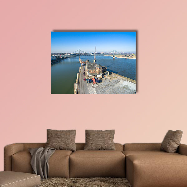 The historic harbour of Krefeld multi panel canvas wall art