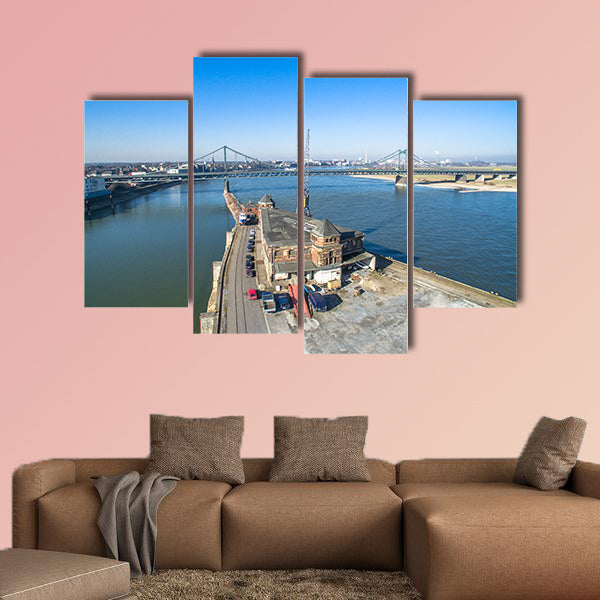 The historic harbour of Krefeld multi panel canvas wall art