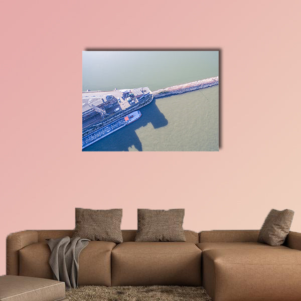 The historic harbor of Krefeld multi panel canvas wall art