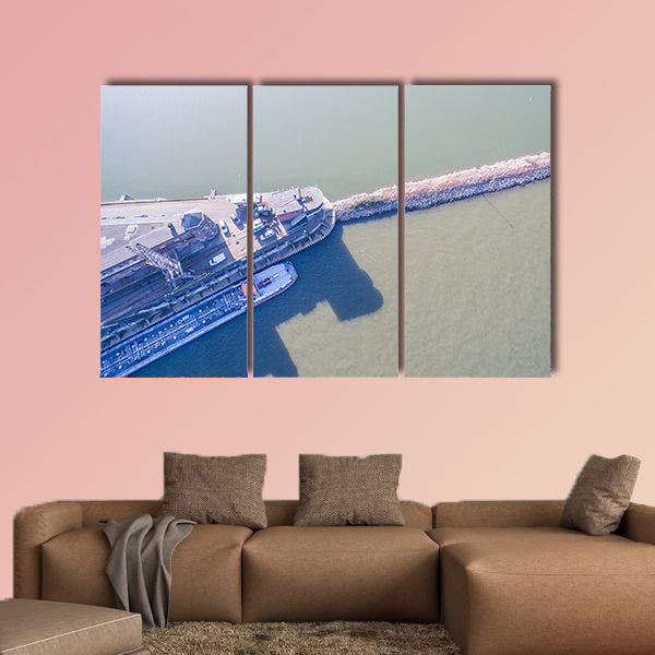 The historic harbor of Krefeld multi panel canvas wall art