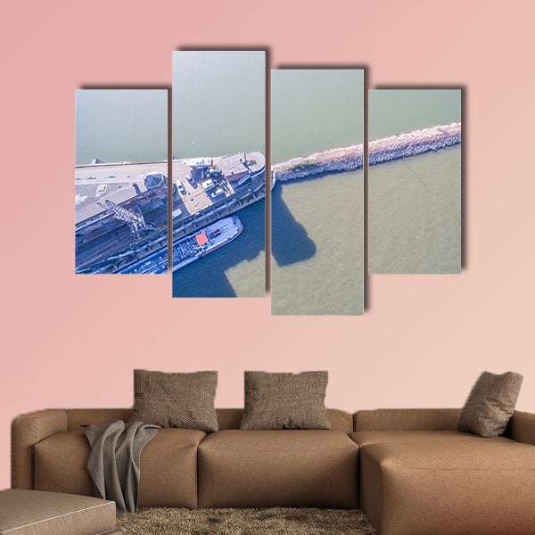 The historic harbor of Krefeld multi panel canvas wall art