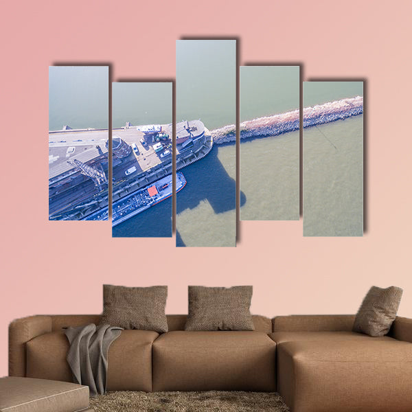 The historic harbor of Krefeld multi panel canvas wall art