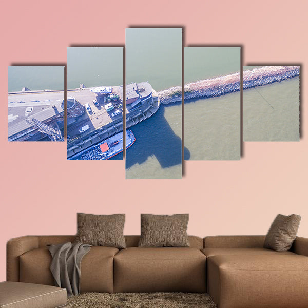 The historic harbor of Krefeld multi panel canvas wall art
