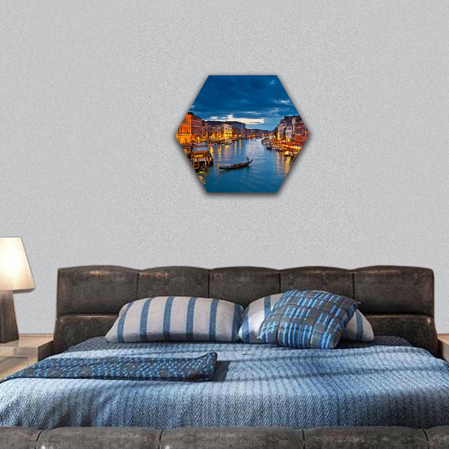 Grand Canal at night, Venice hexagonal canvas wall art