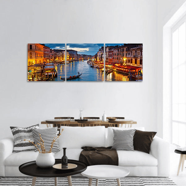 Grand Canal at night, Venice Panoramic Canvas Wall Art