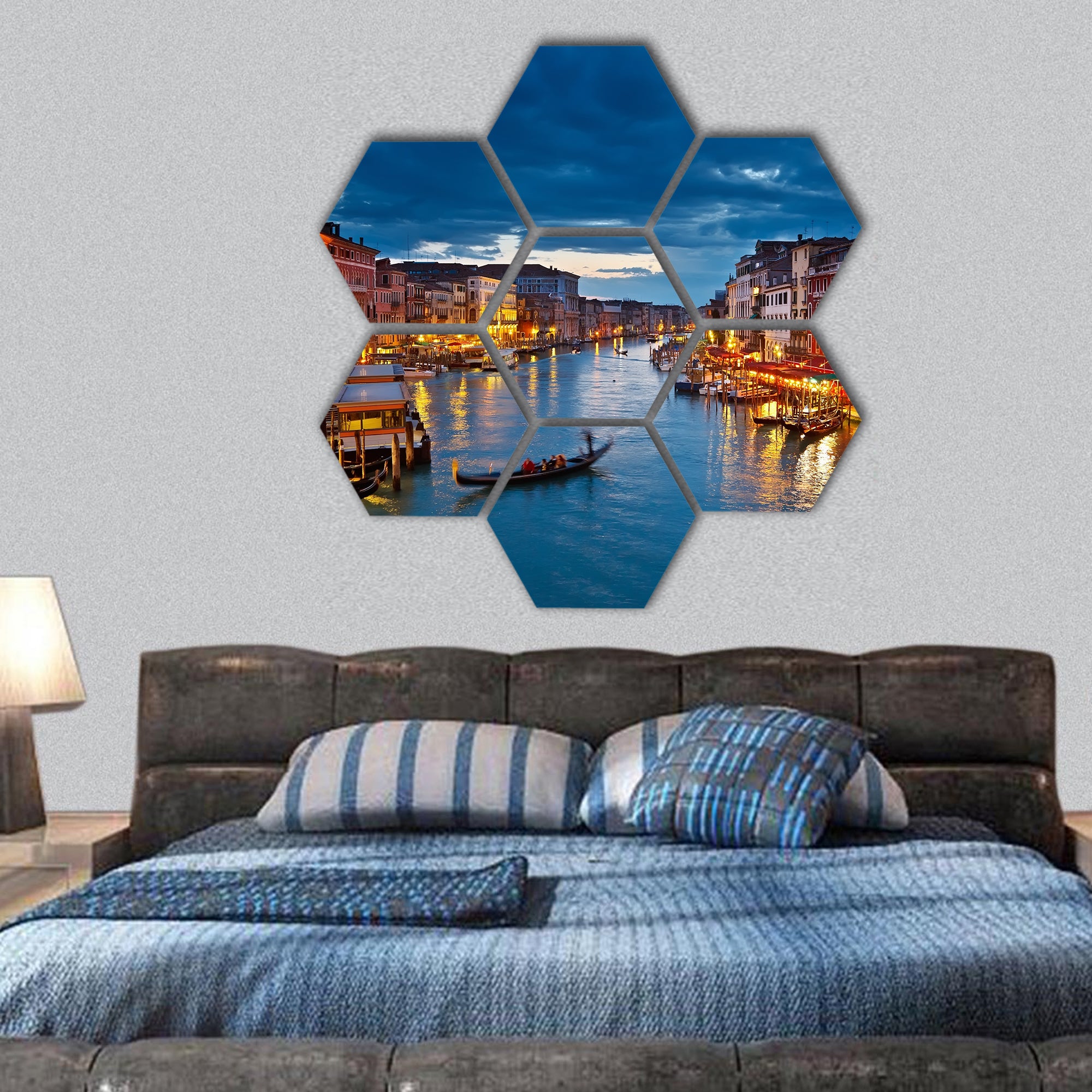 Grand Canal at night, Venice hexagonal canvas wall art