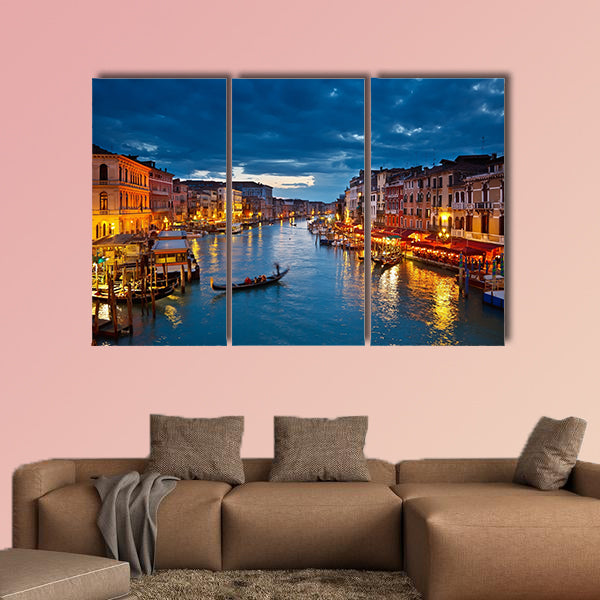 Grand Canal at night, Venice multi panel canvas wall art