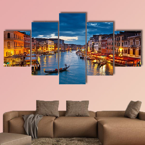 Grand Canal at night, Venice multi panel canvas wall art