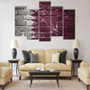 Colorful painted national flag of qatar on a old brick wall Multi panel canvas wall art