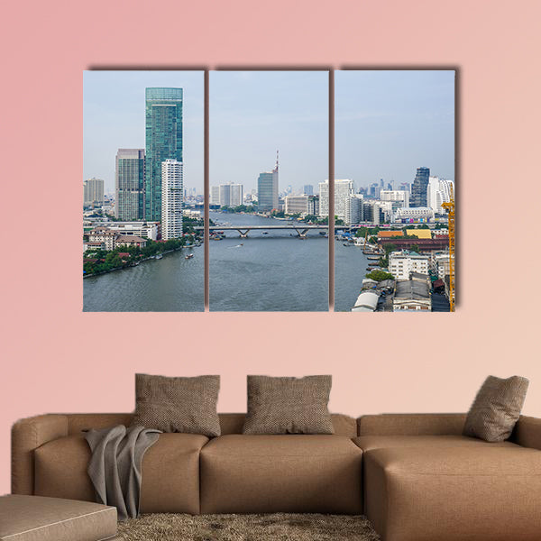 View on the skyline of the city in Bangkok, Thailand multi panel canvas wall art
