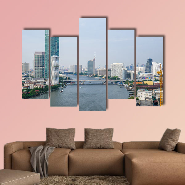 View on the skyline of the city in Bangkok, Thailand multi panel canvas wall art