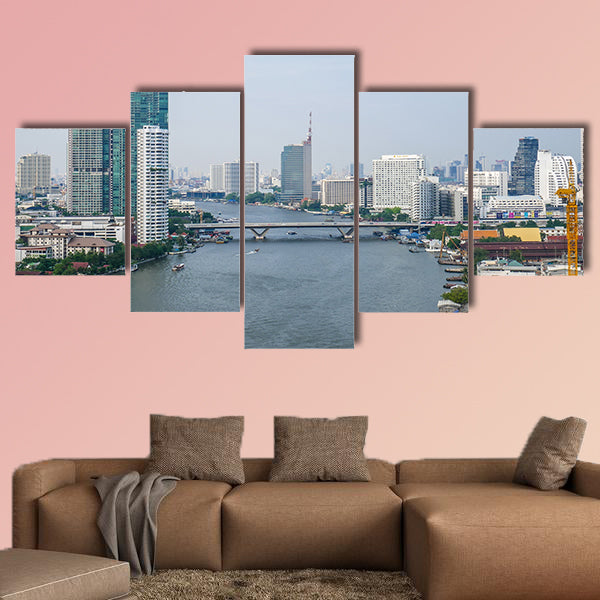 View on the skyline of the city in Bangkok, Thailand multi panel canvas wall art