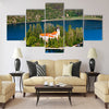 A small island with a Christian monastery Multi panel canvas wall art