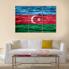 Azerbaijan flag on old background retro effect, close up Multi panel canvas wall art