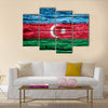 Azerbaijan flag on old background retro effect, close up Multi panel canvas wall art