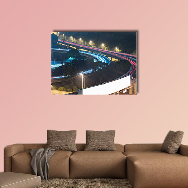 Aerial View of Suzhou overpass at Night in China multi panel canvas wall art