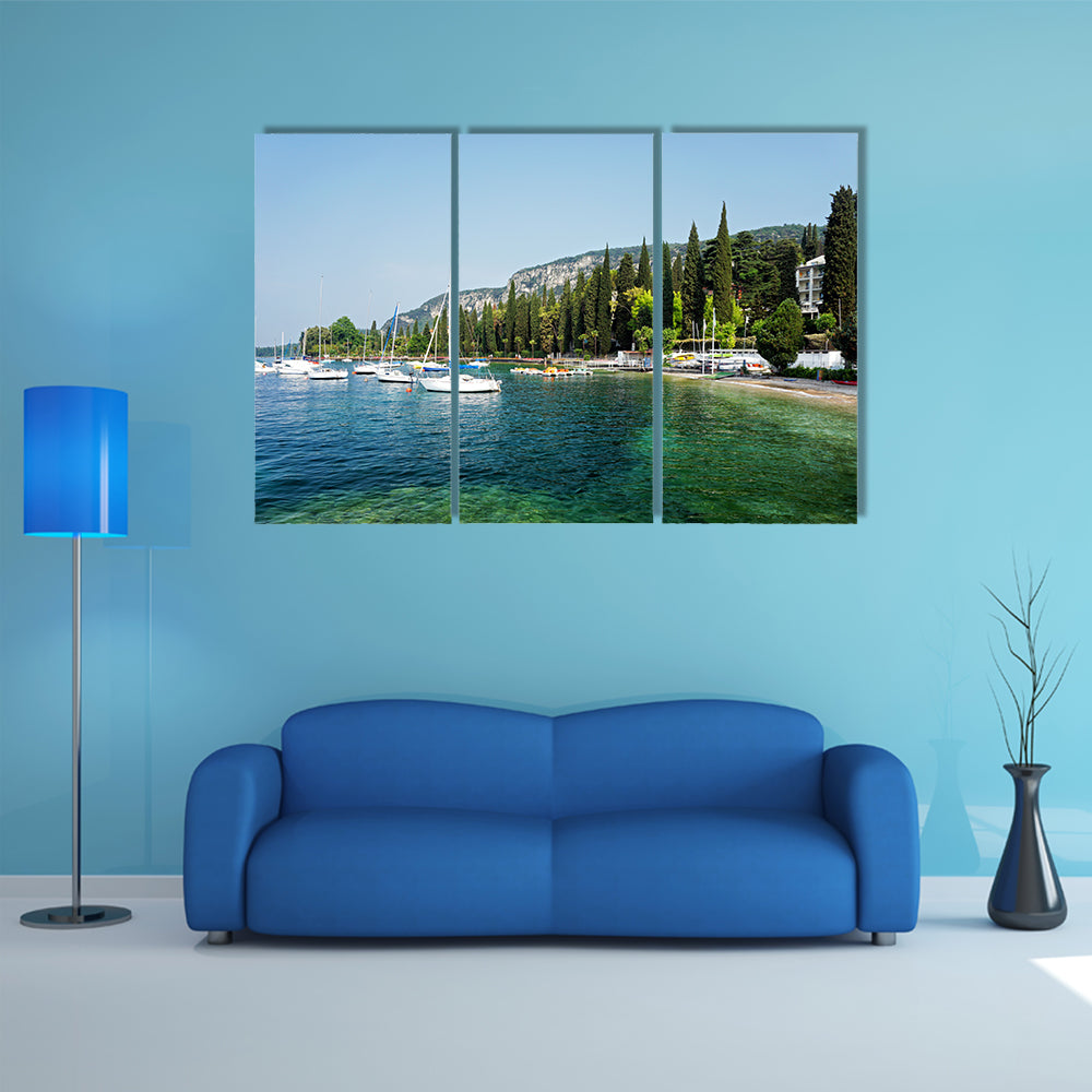 The most beautiful view of Lake Garda, Italy multi panel canvas wall art