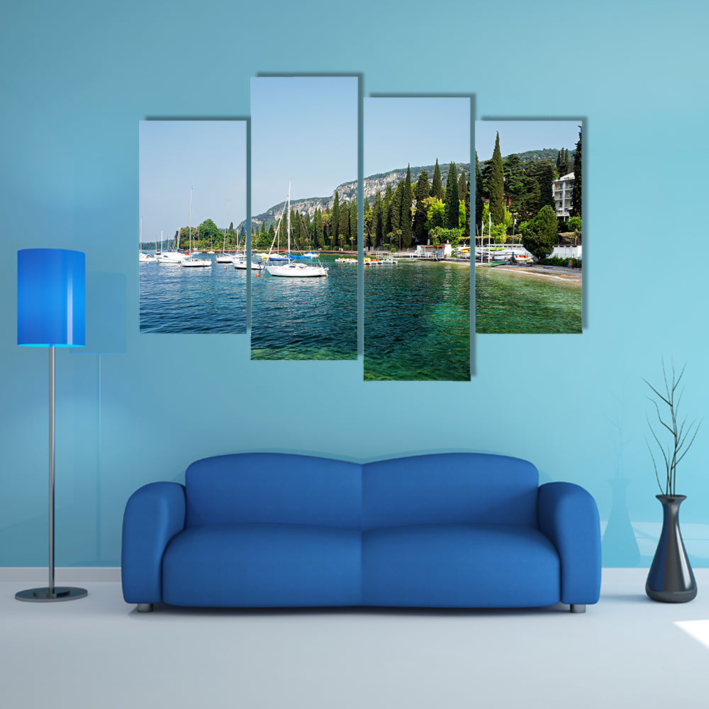 The most beautiful view of Lake Garda, Italy multi panel canvas wall art