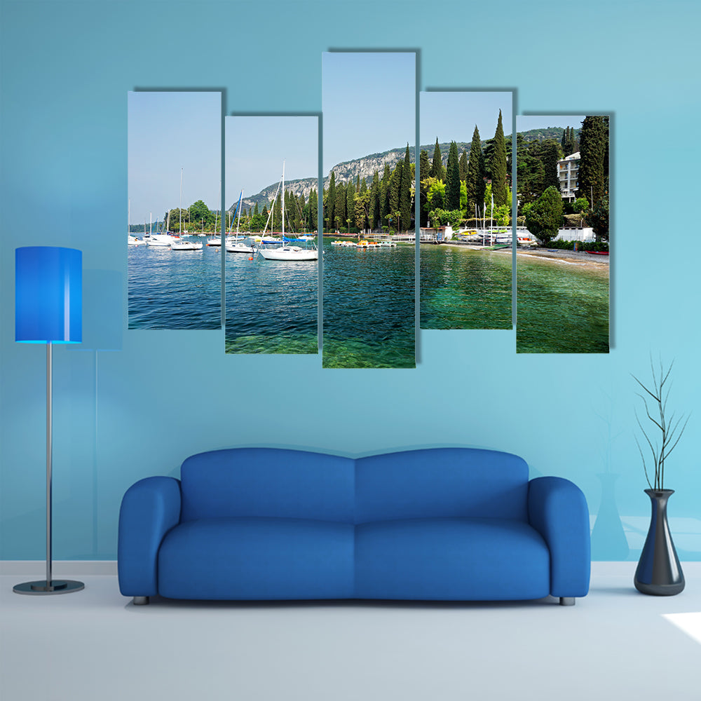 The most beautiful view of Lake Garda, Italy multi panel canvas wall art