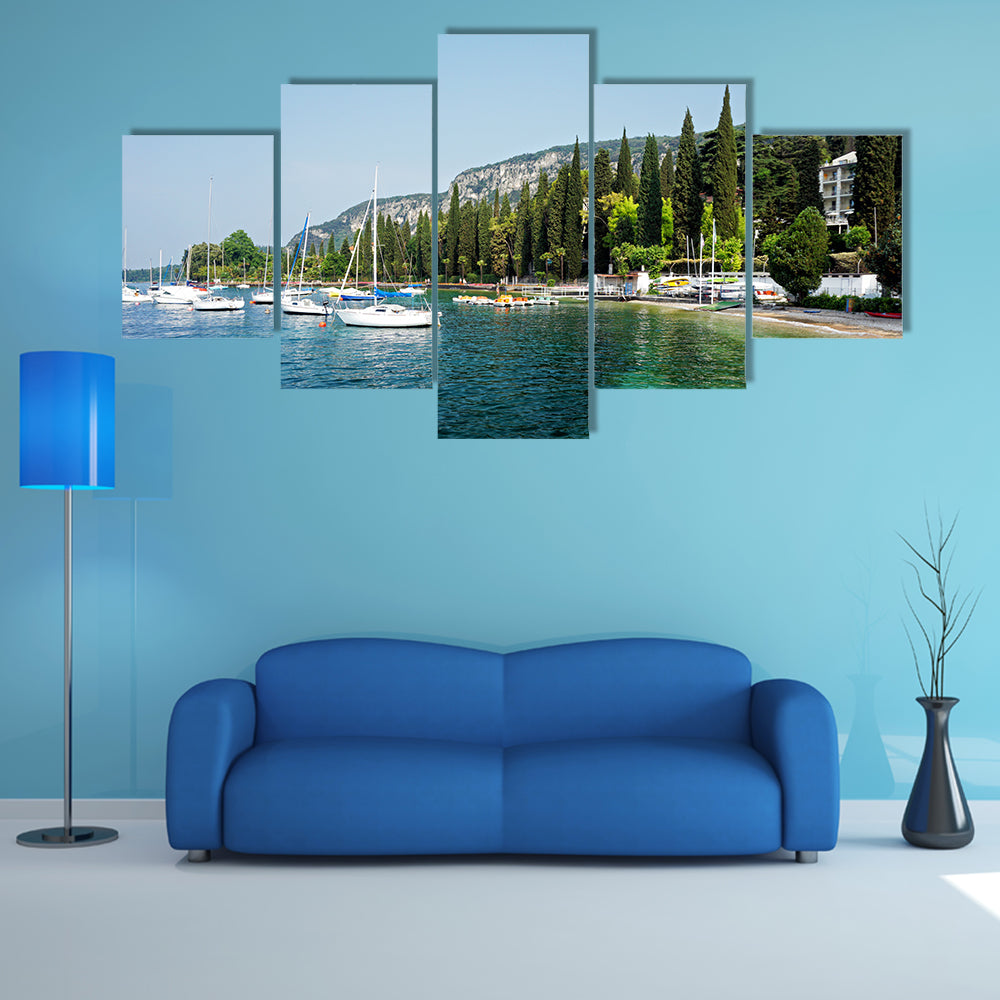 The most beautiful view of Lake Garda, Italy multi panel canvas wall art