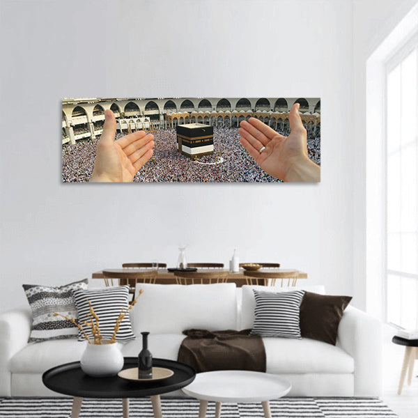 Muslim pilgrims panoramic canvas wall art