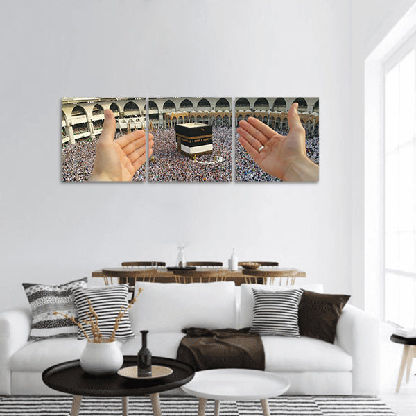 Muslim pilgrims panoramic canvas wall art