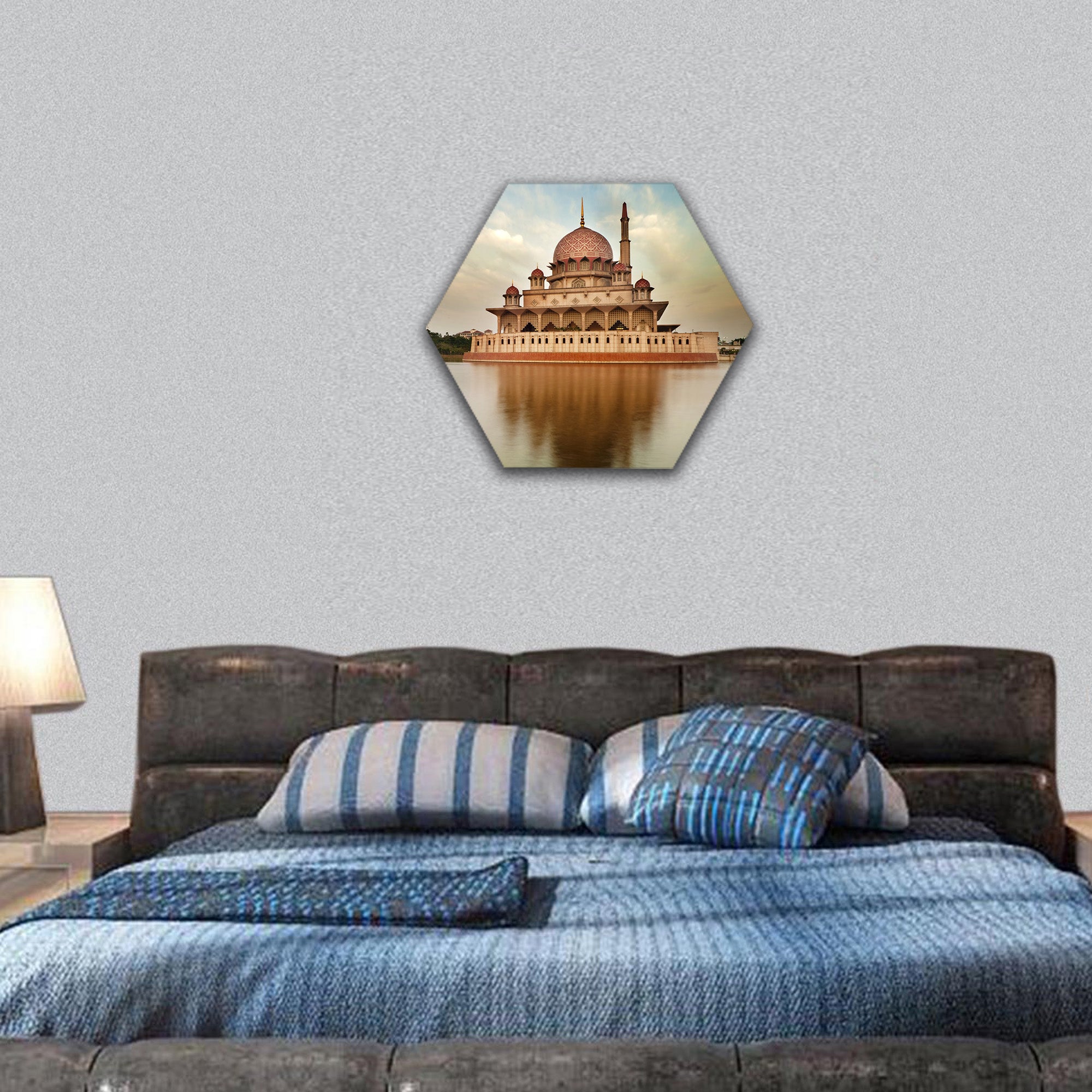 Putra Mosque is the principal mosque of Putrajaya, hexagonal canvas wall art