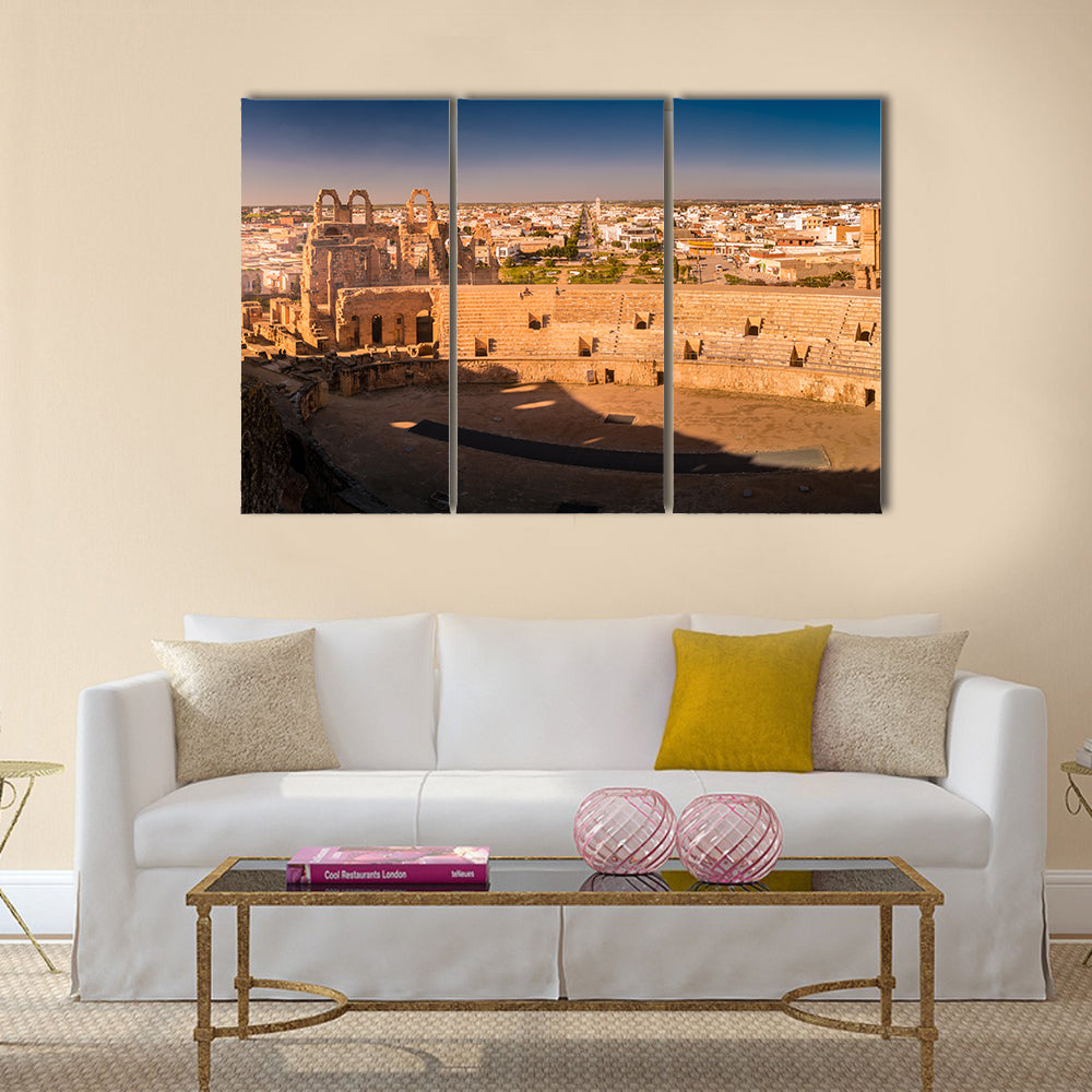 Ruins of the largest Colosseum in North Africa Multi panel canvas wall art