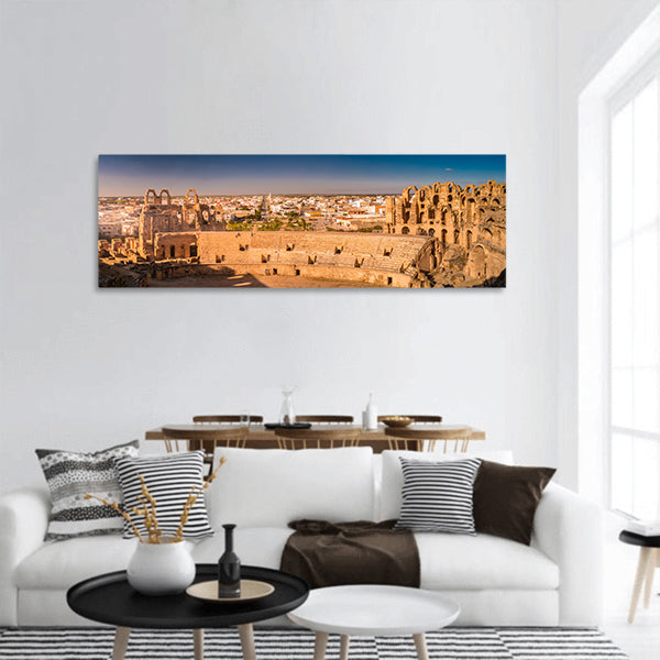 Ruins of the largest colosseum in North Africa panoramic canvas wall art