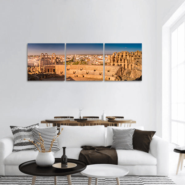 Ruins of the largest colosseum in North Africa panoramic canvas wall art