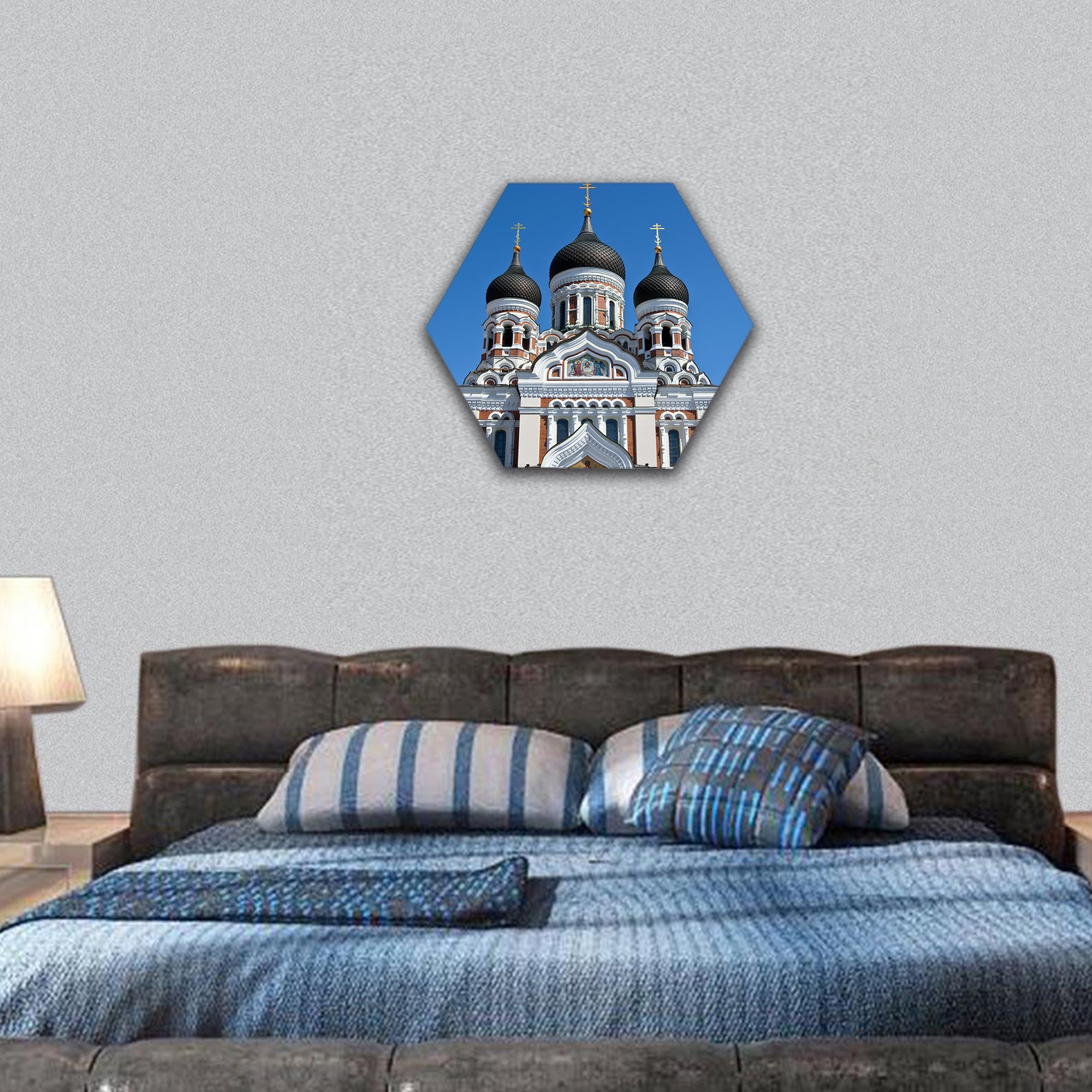 St. Alexander Nevsky orthodox church in Tallinn, Estonia hexagonal canvas wall art
