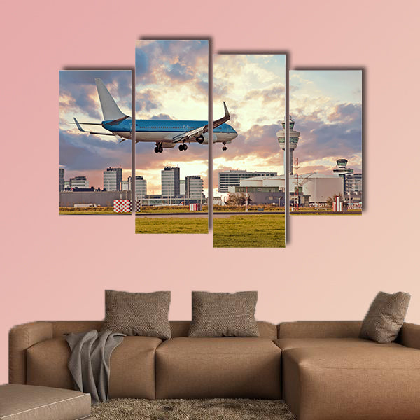 Airplane landing on Schiphol airport in Amsterdam in the wall art