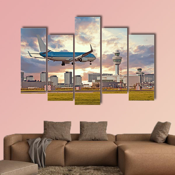 Airplane landing on Schiphol airport in Amsterdam in the wall art