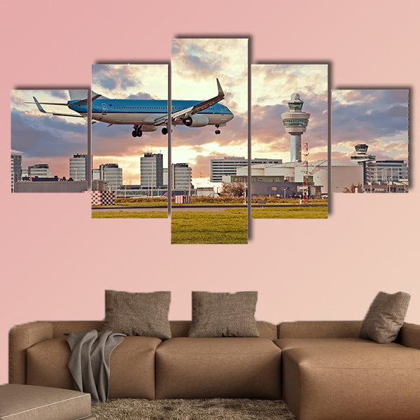 Airplane landing on Schiphol airport in Amsterdam in the wall art