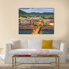 St. Kitts and Nevis town skyline at the port Multi panel canvas wall art