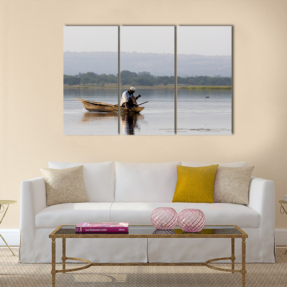 Panorama of Tengrela Lake in Burkina faso Multi panel canvas wall art