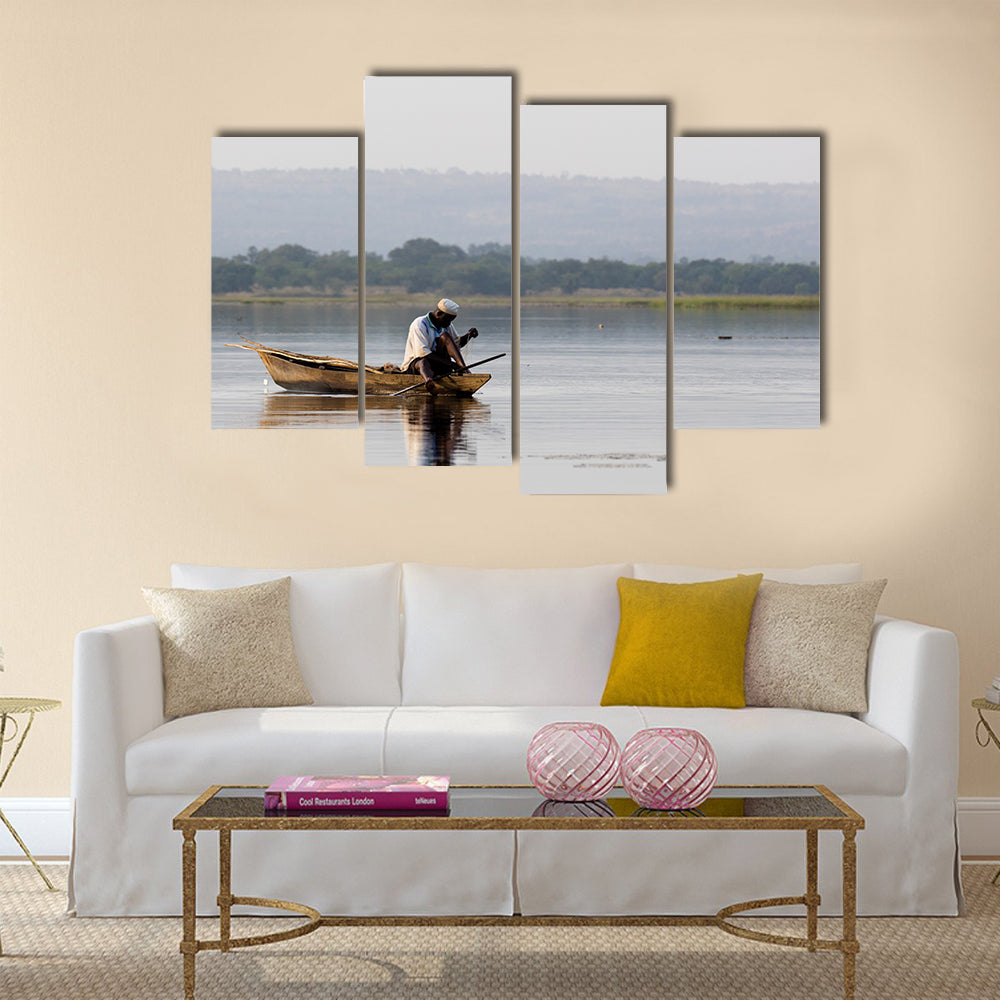 Panorama of Tengrela Lake in Burkina faso Multi panel canvas wall art