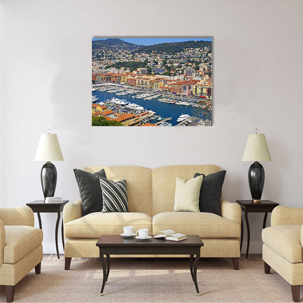 Bird view panorama of Port of City of Nice Multi Panel Canvas Wall Art
