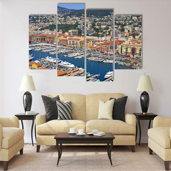Bird view panorama of Port of City of Nice Multi Panel Canvas Wall Art
