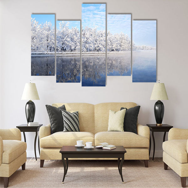 Snow-covered trees Multi panel canvas wall art