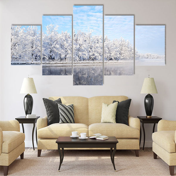 Snow-covered trees Multi panel canvas wall art