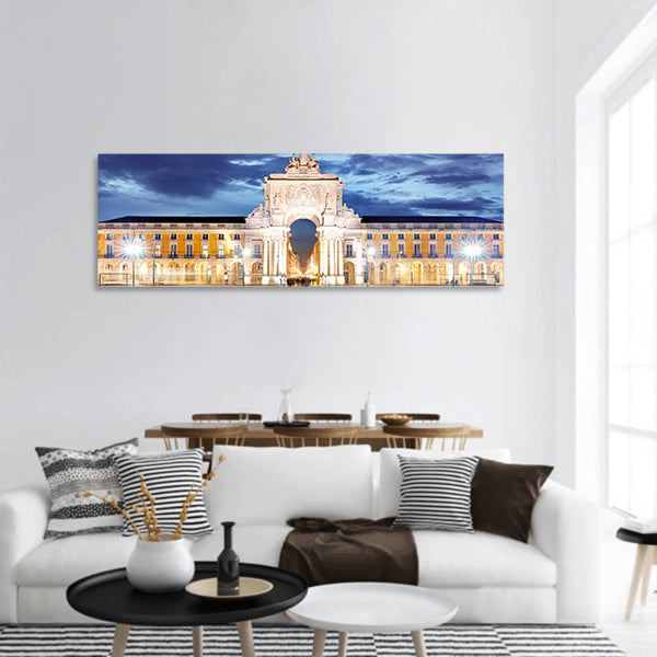 Praca do Comercio, Lisbon, Portugal panoramic canvas wall art