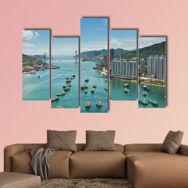 Hong Kong city multi panel canvas wall art